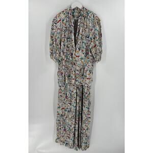 Minx Vintage Jacket Skirt Set Womens 34 / 38 White House Print Crepe Pleated